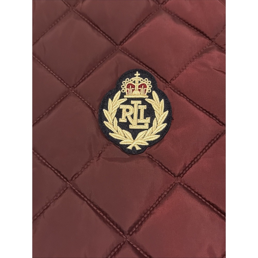 Ralph Lauren Quilted Vest Crest-Patch Logo Dark Garnet Women's Size XL NWT - Picture 2 of 9